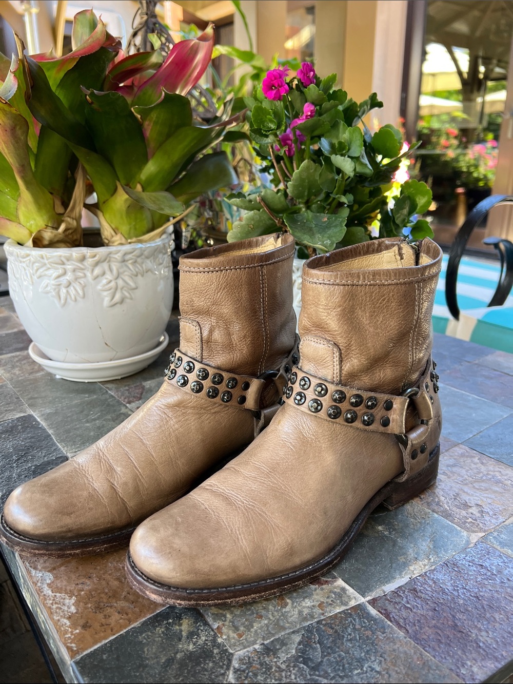 Frye Phillips Studded Harness Ankle Boots in Taupe 8 - Picture 6 of 6